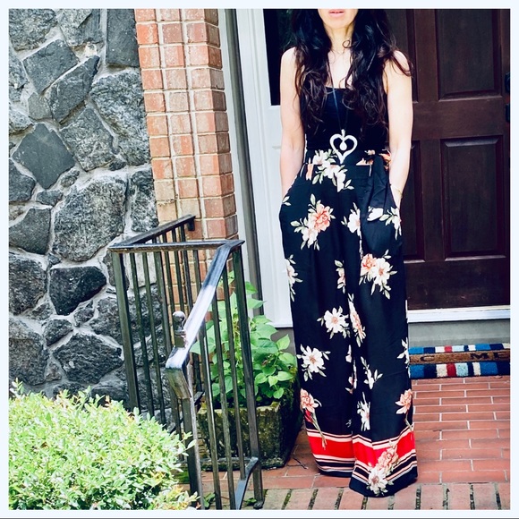 GORGEOUS BLACK FLORAL PRINT WIDE LEG PANTS - Picture 12 of 15